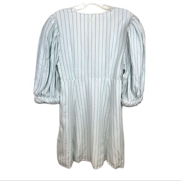 NWT For Love and Lemons Leslie Mini Dress Light Blue Size XS Metallic Stripe - Picture 4 of 10